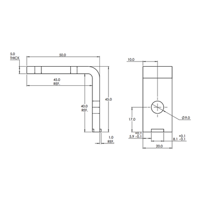 41-440-1 MODULAR SOLUTIONS ALUMINUM BRACKET<BR>GUARD UNIT FIXING ANGLE 19 AR W/HARDWARE